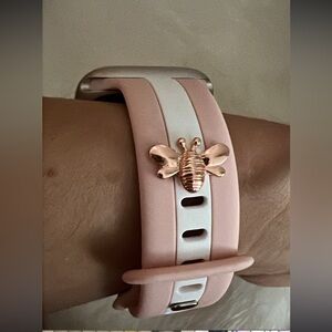 Honey Bee charm pink white stripe Apple Watch Band 38/40/41mm